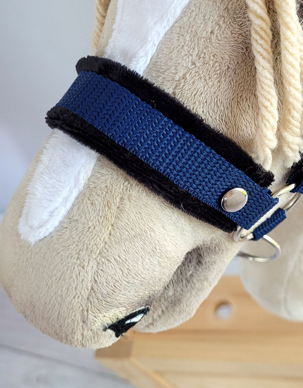 The adjustable halter for Hobby Horse A3 - navy blue with black furry