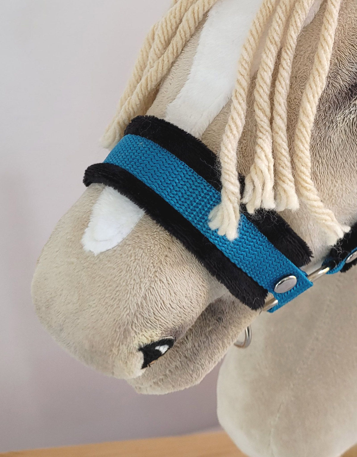 The adjustable halter for Hobby Horse A3 - turquoise with black furry