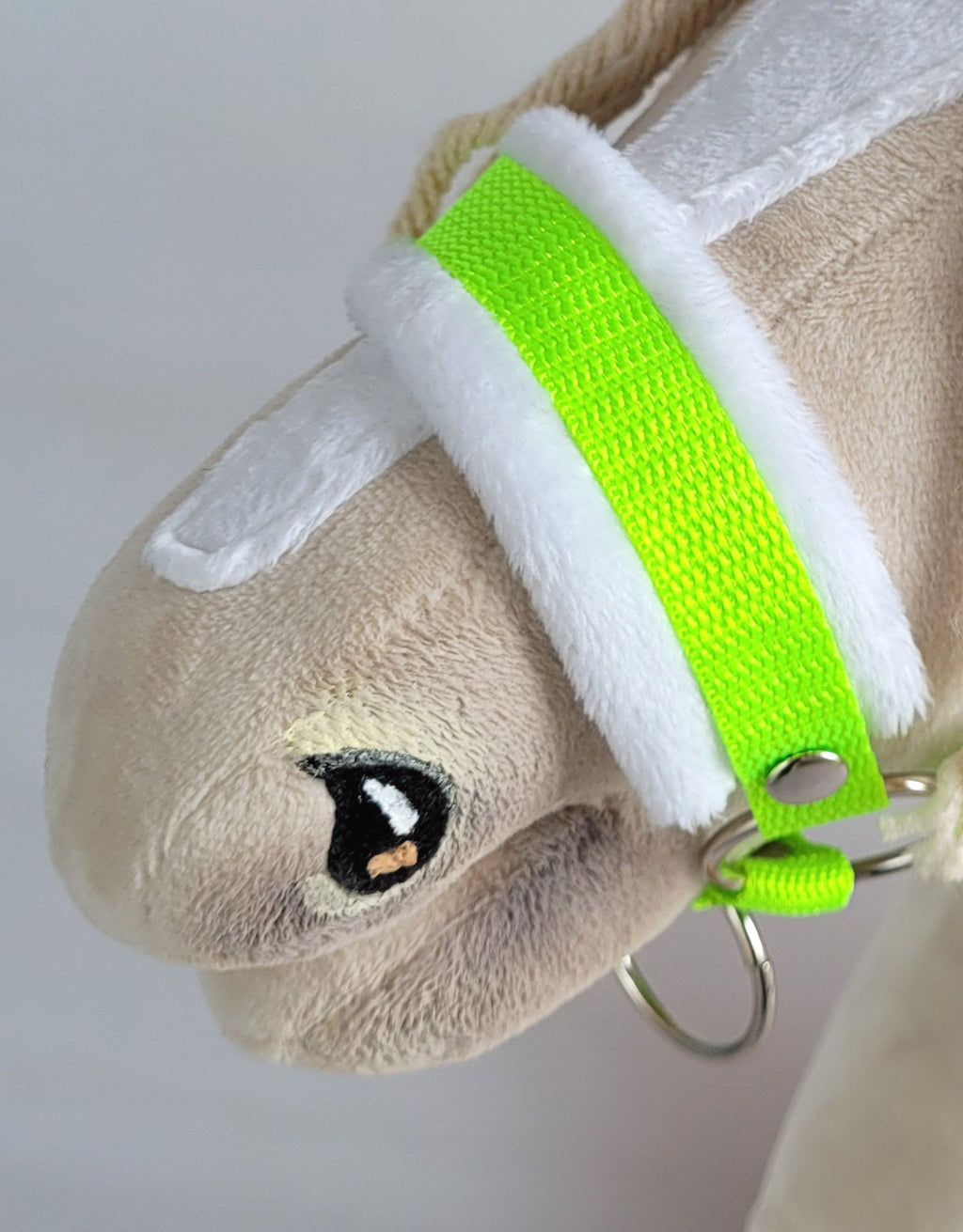 The adjustable halter for Hobby Horse A3 - neon green with white furry