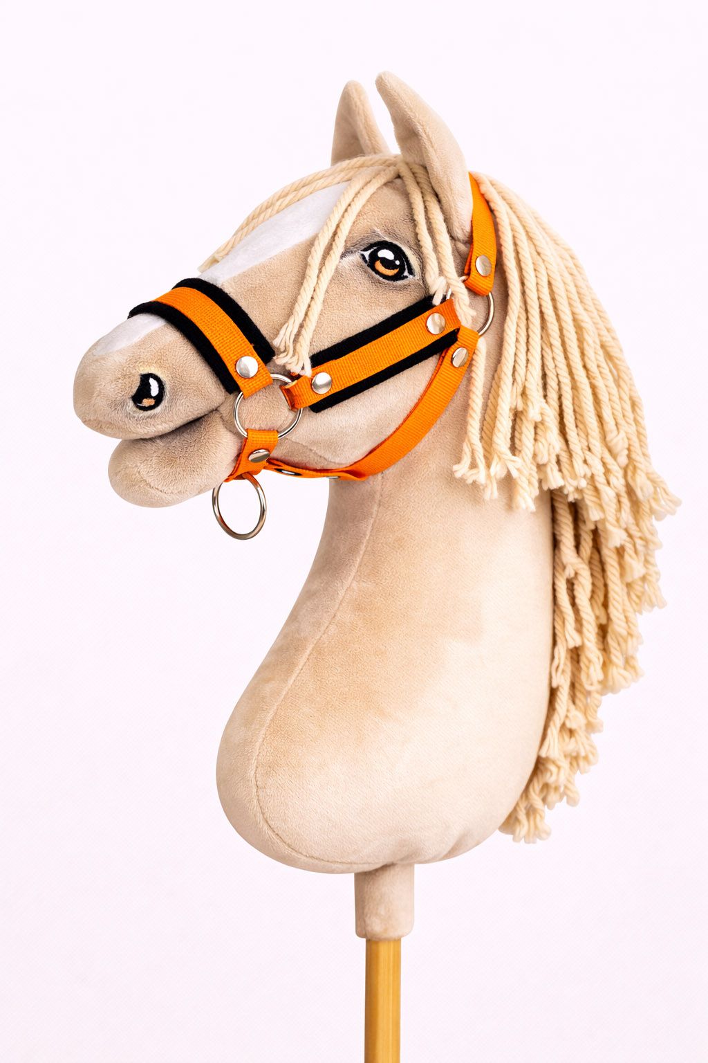 The adjustable halter for Hobby Horse A3 - neon orange with black furry