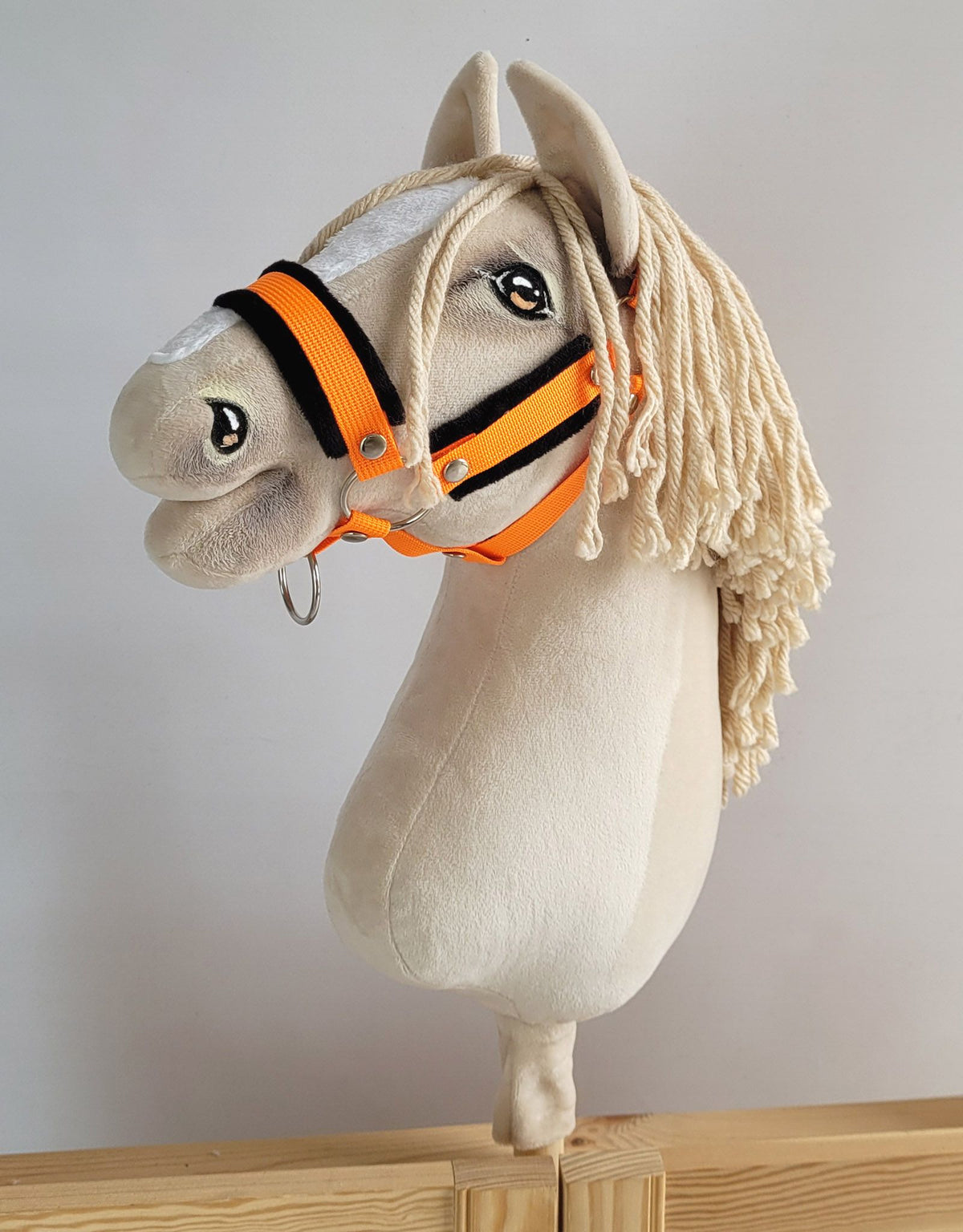 The adjustable halter for Hobby Horse A3 - neon orange with black furry