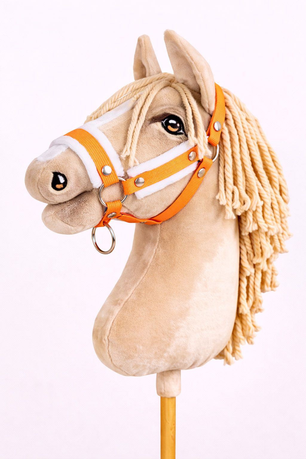 The adjustable halter for Hobby Horse A3 - neon orange with white furry