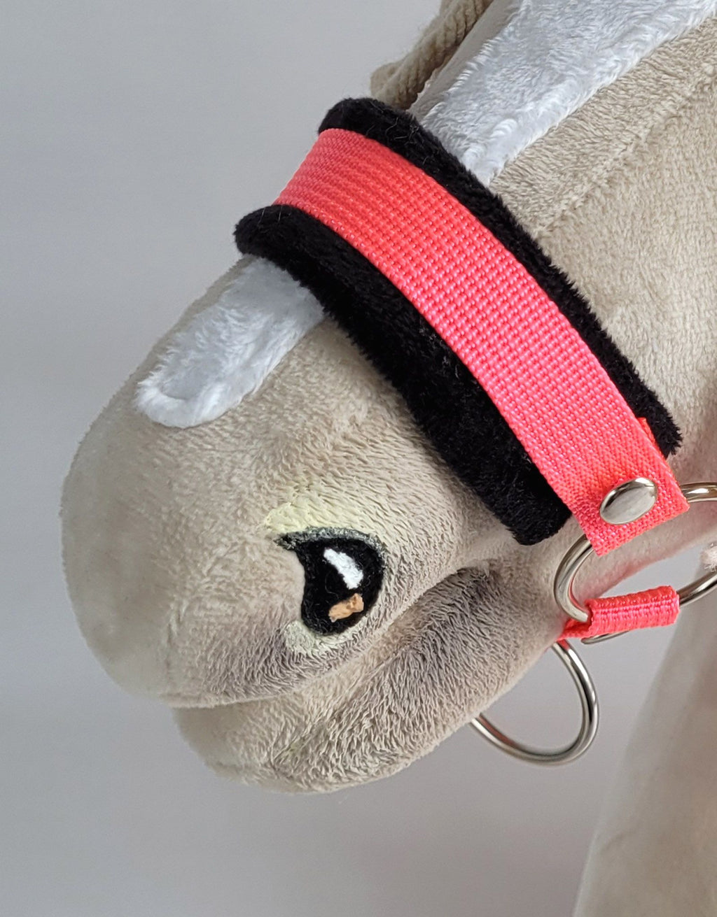 The adjustable halter for Hobby Horse A3 - neon pink with black furry