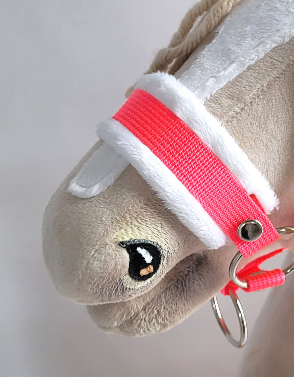 The adjustable halter for Hobby Horse A3 - neon pink with white furry