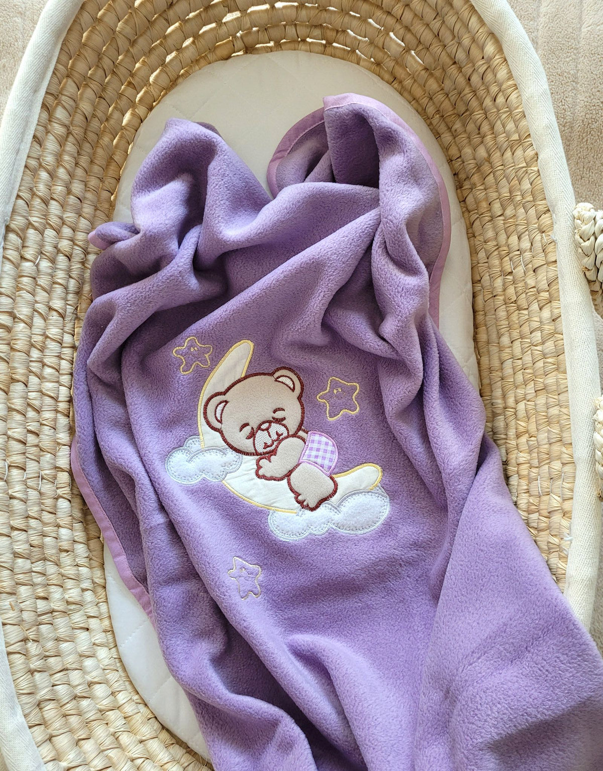 Polar fleece blanket for babies - Good night lilac