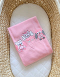 Polar fleece blanket for babies - Owls Bigi Zibi & Adele- bright pink