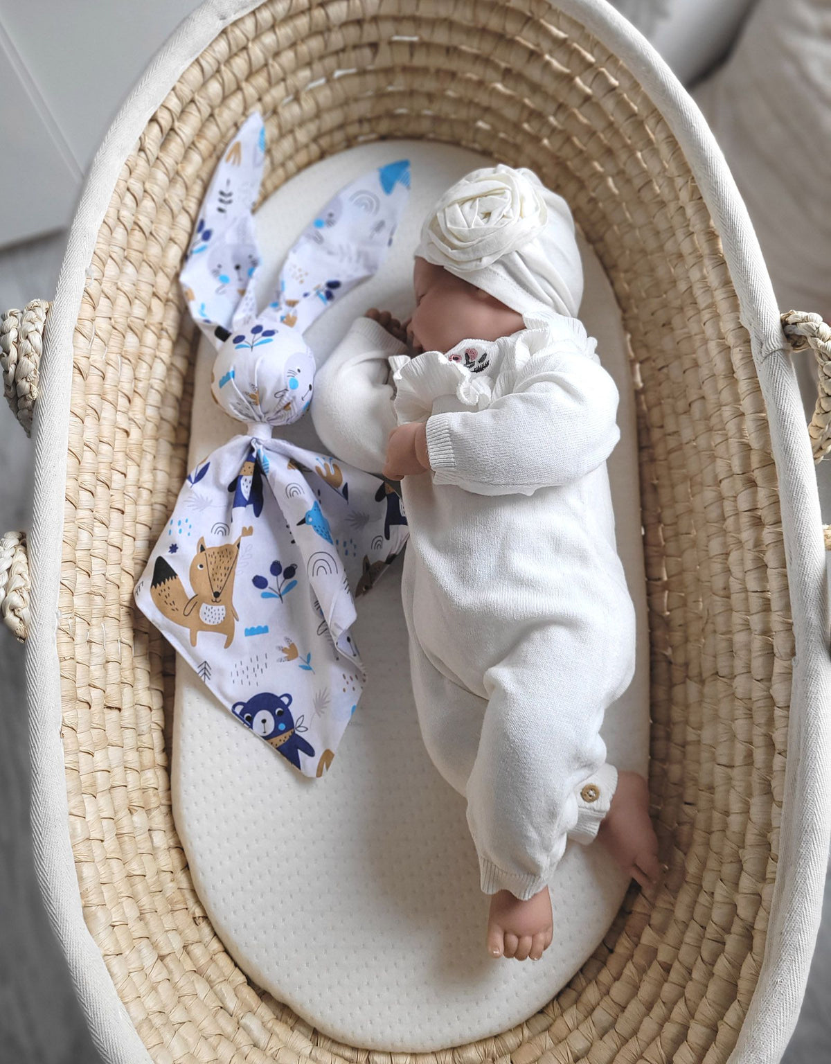 DOUDOU Soft cosy cuddly bunny blanket in cotton - Navy blue bears