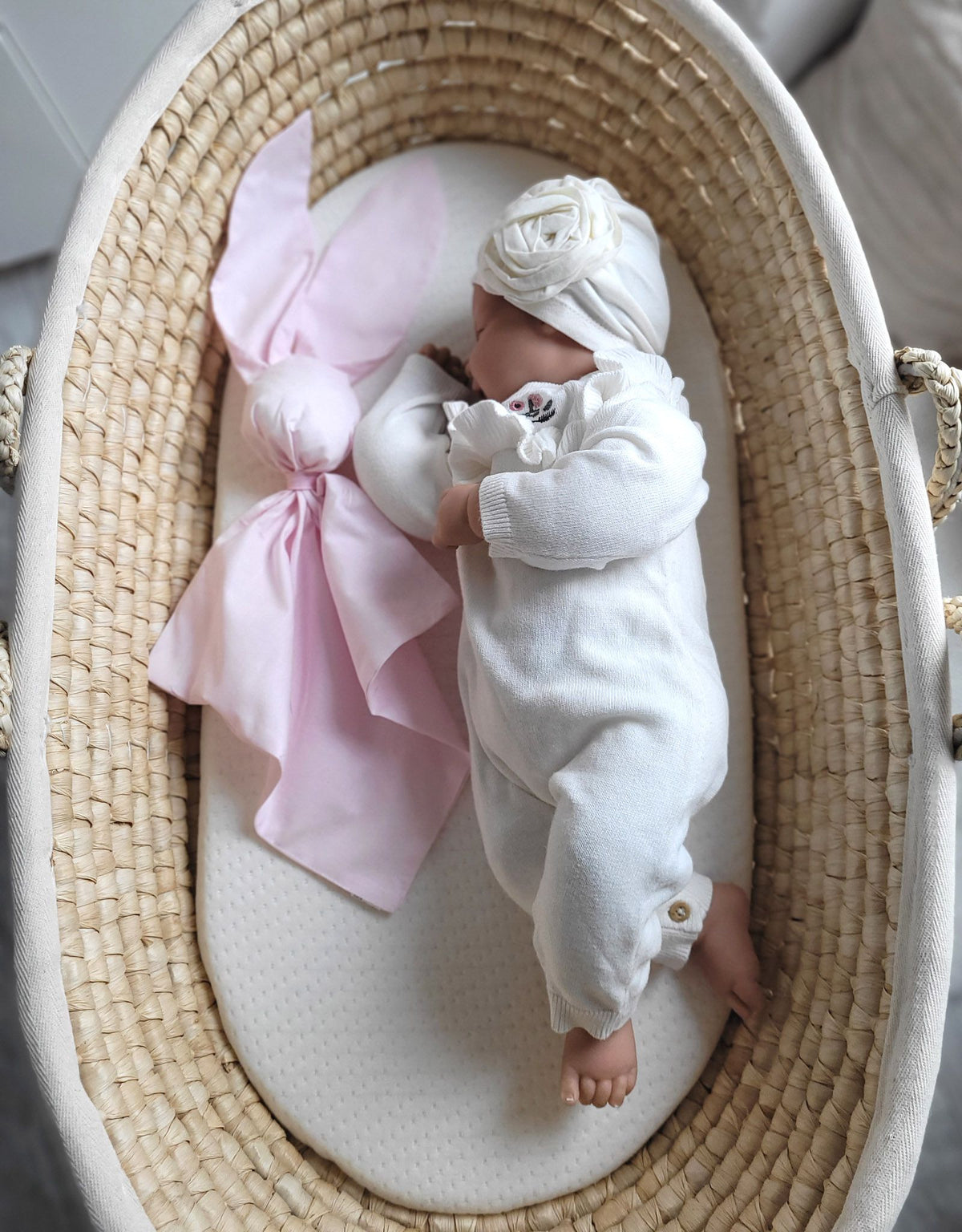 DOUDOU Soft cosy cuddly bunny blanket in cotton - Pink