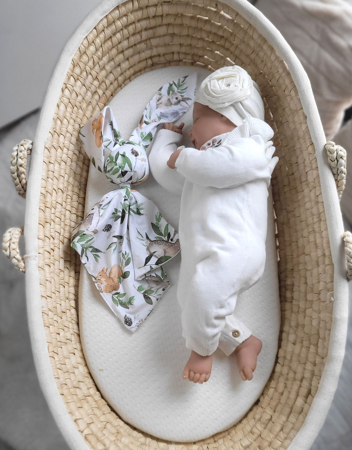 DOUDOU Soft cosy cuddly bunny blanket in cotton - Woodland green
