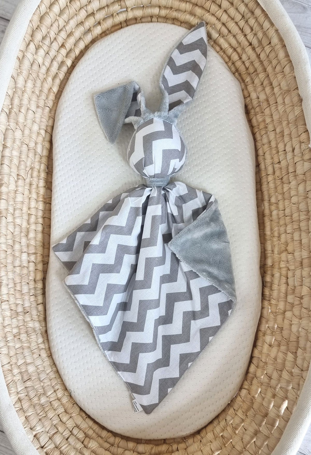 DOUDOU Cuddly bunny double-sided cotton and minky - Grey chevron - grey