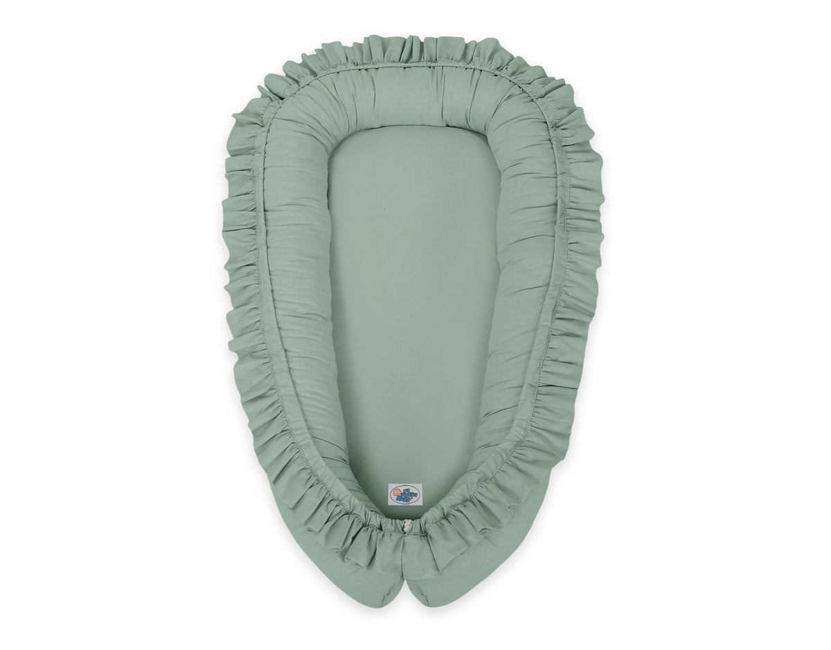 Baby nest Premium Cocoon for infants with a ruffle MY SWEET BABY- pastelgreen
