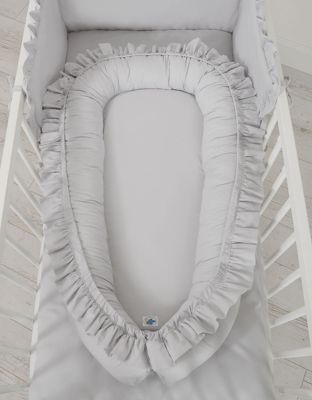 Baby nest Premium Cocoon for infants with a ruffle MY SWEET BABY- grey