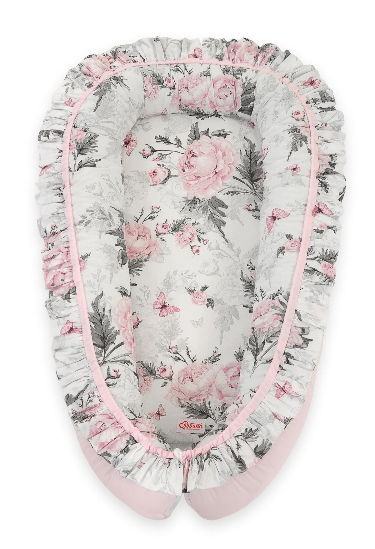 Baby nest Premium Cocoon for infants with a ruffle - Romantic peonies