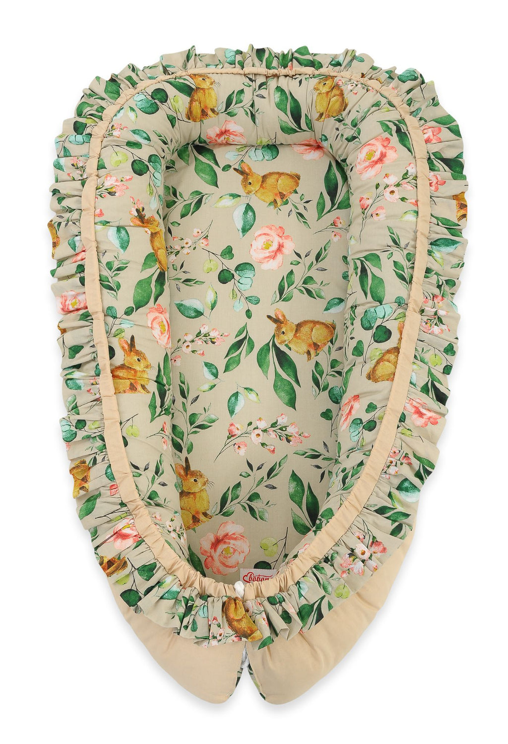 Baby nest Premium Cocoon for infants with a ruffle - Rabbit with flowers