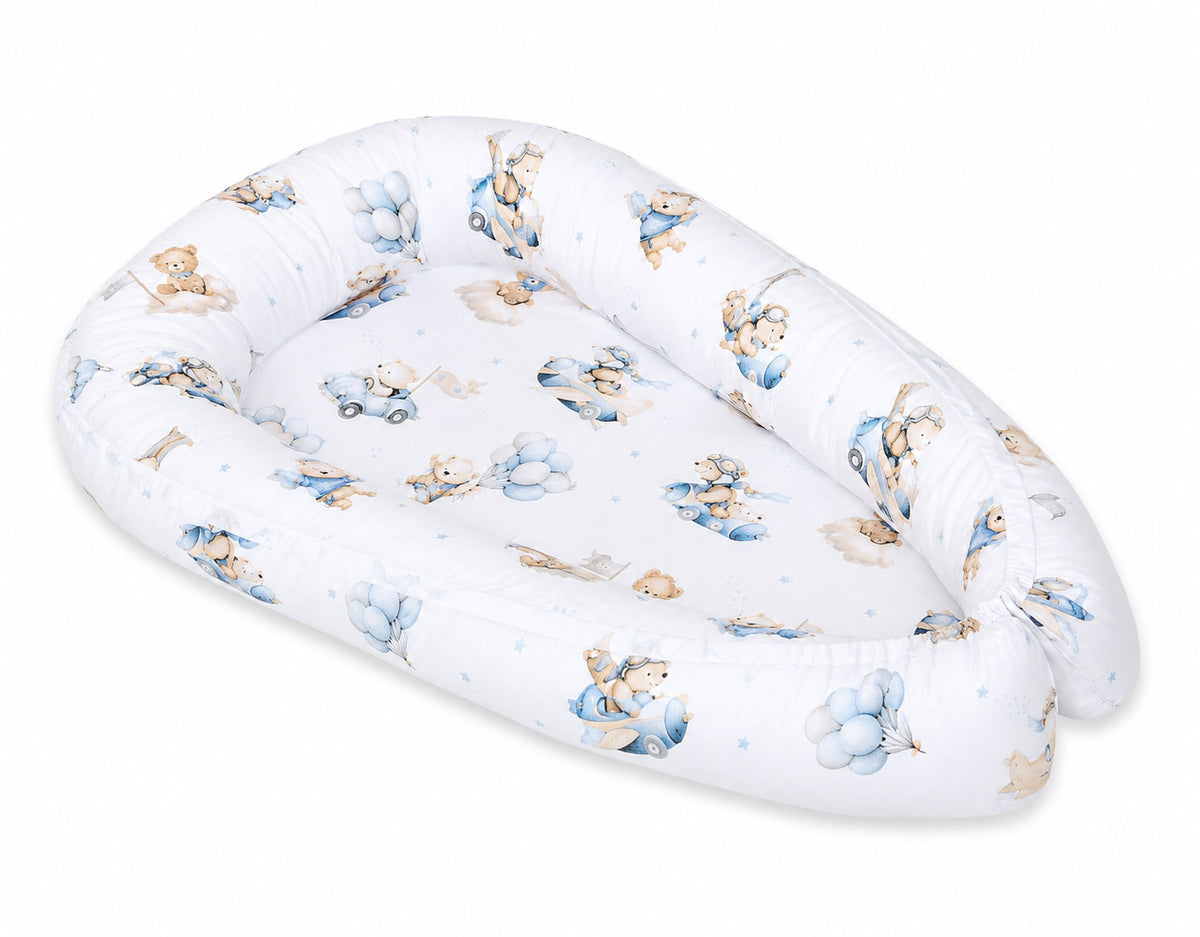 Baby nest double-sided Premium Cocoon for infants MY SWEET BABY- Blue Sky Bears