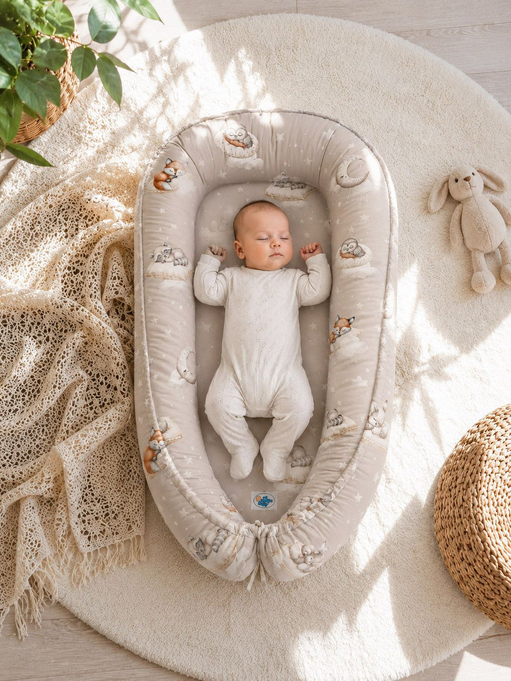 Baby nest double-sided Premium Cocoon for infants MY SWEET BABY- Twinkle Woodland