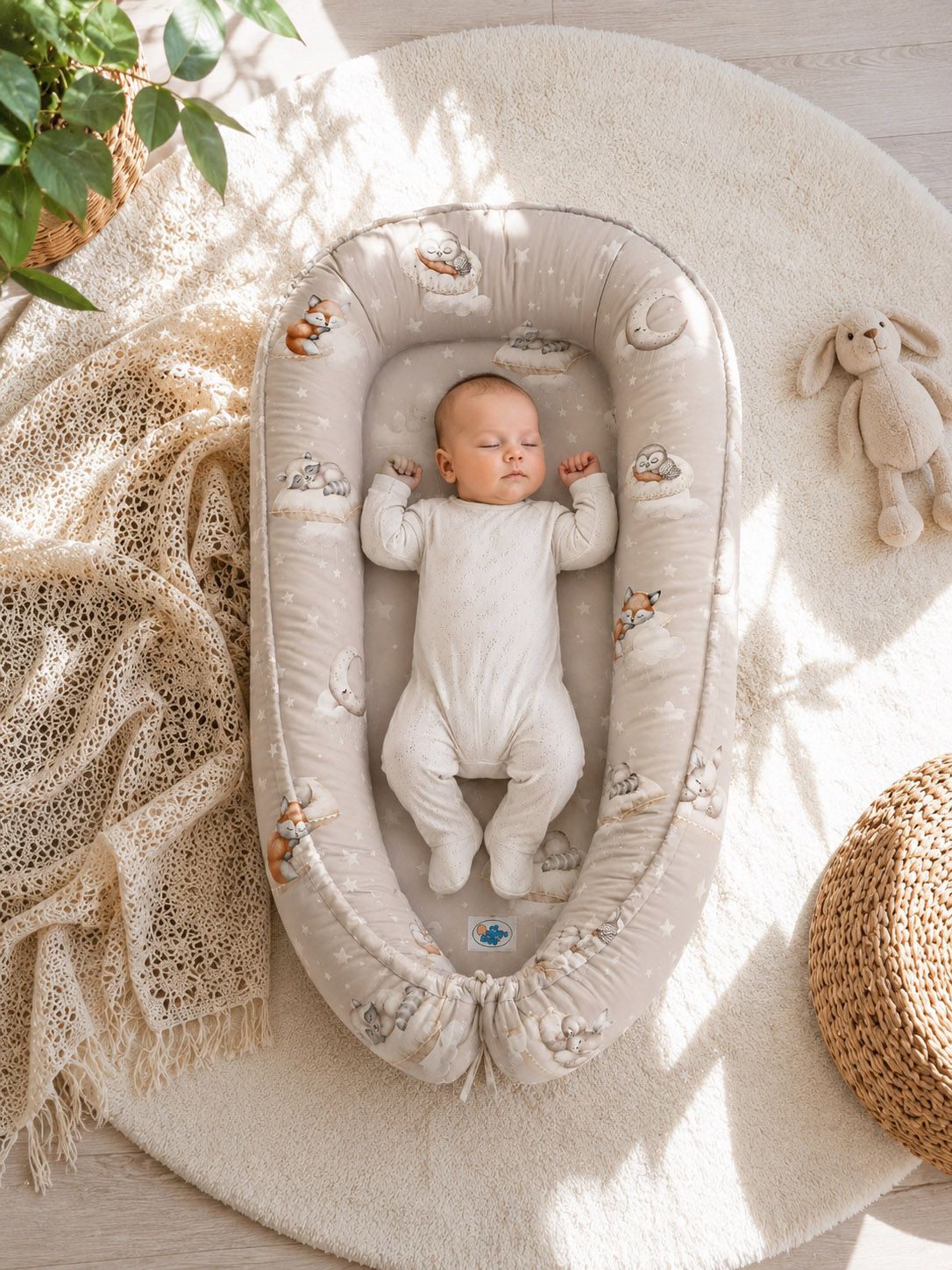 Baby nest double-sided Premium Cocoon for infants MY SWEET BABY- Twinkle Woodland