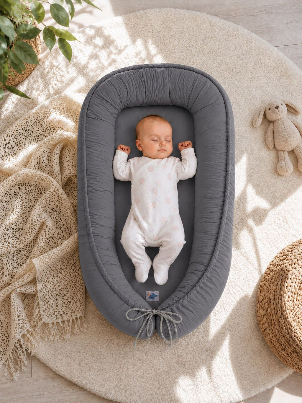 Baby nest double-sided Premium Cocoon for infants MY SWEET BABY- anthracite