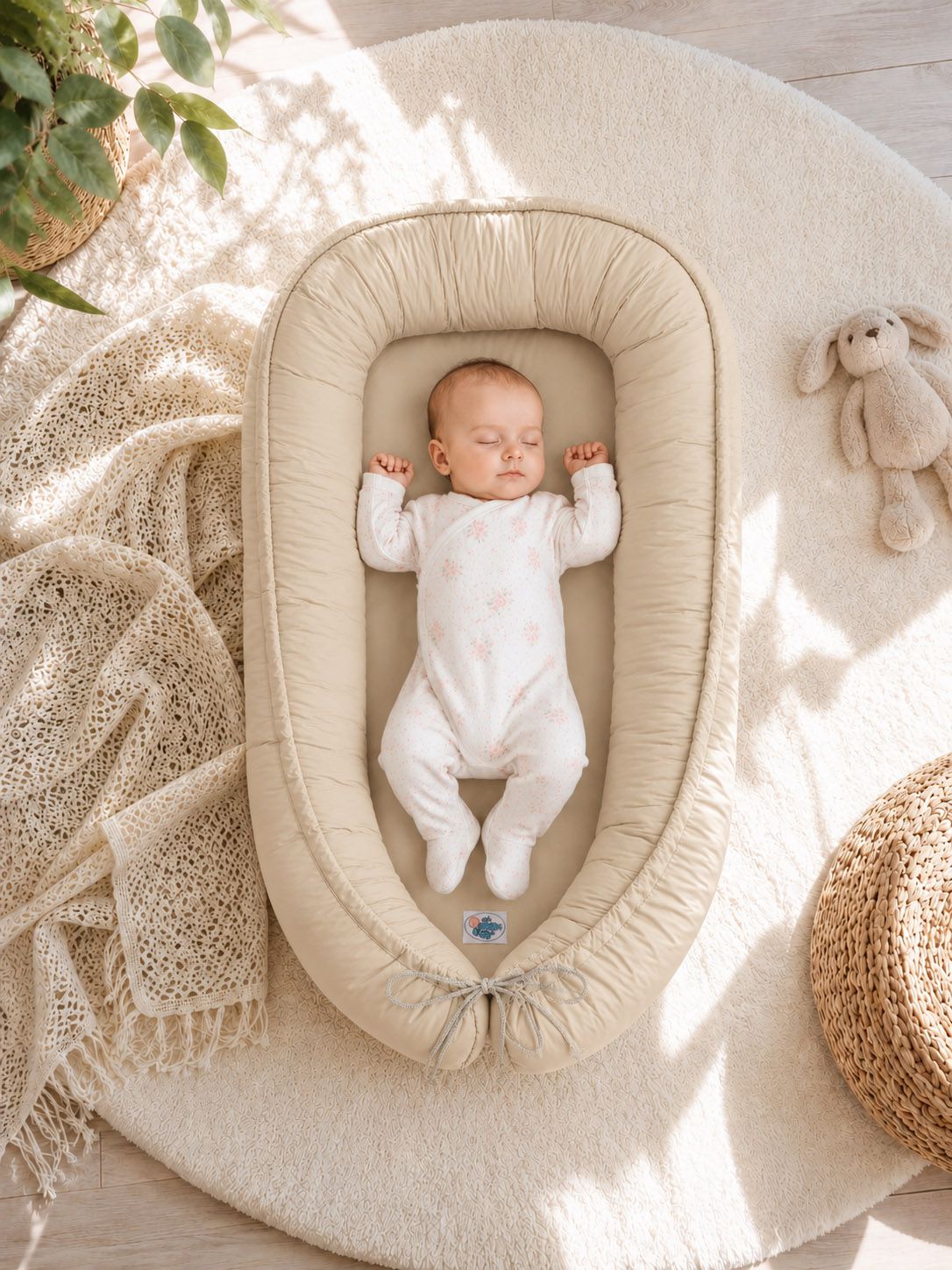 Baby nest double-sided Premium Cocoon for infants MY SWEET BABY- beige