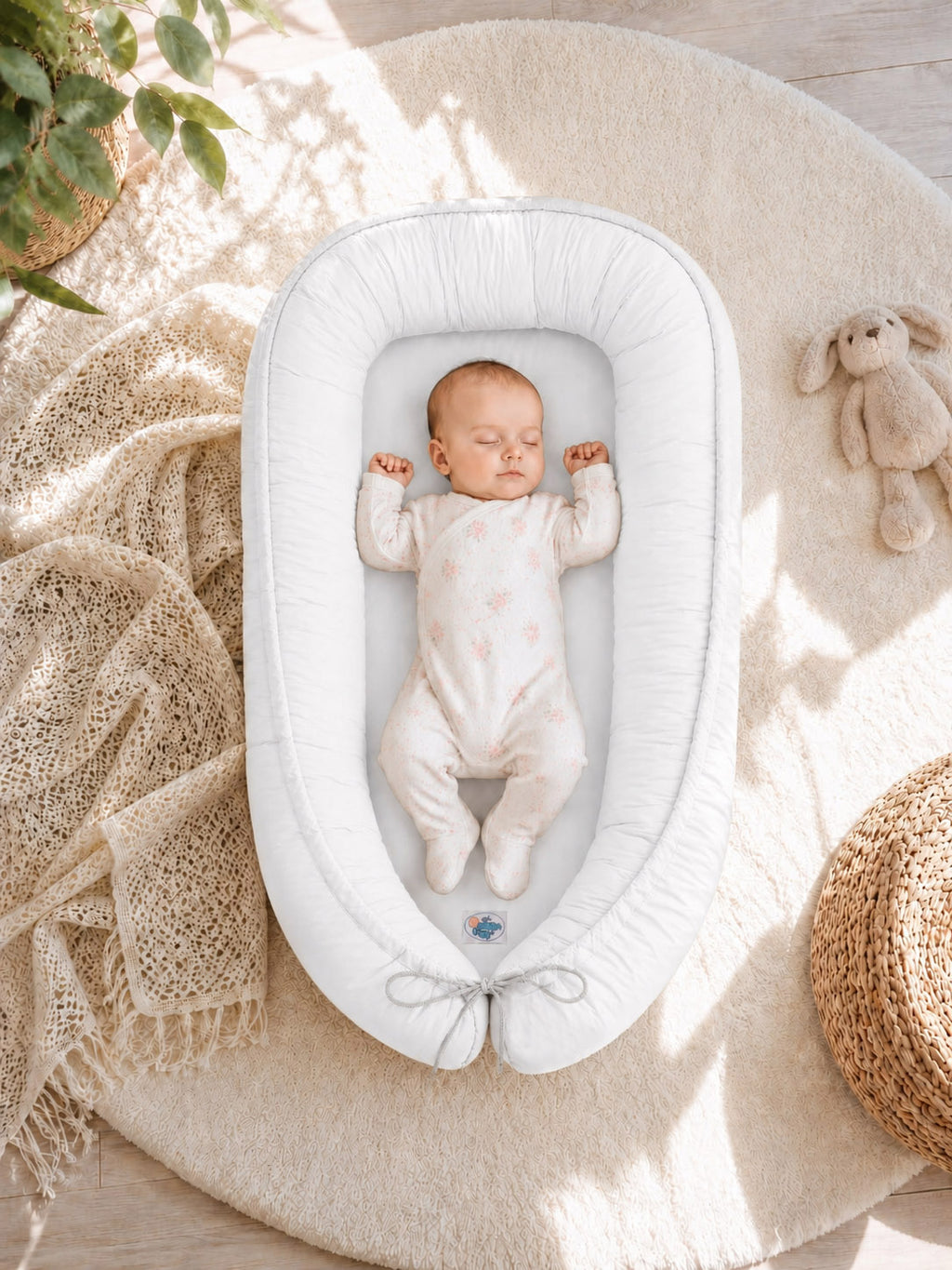 Baby nest double-sided Premium Cocoon for infants MY SWEET BABY- white