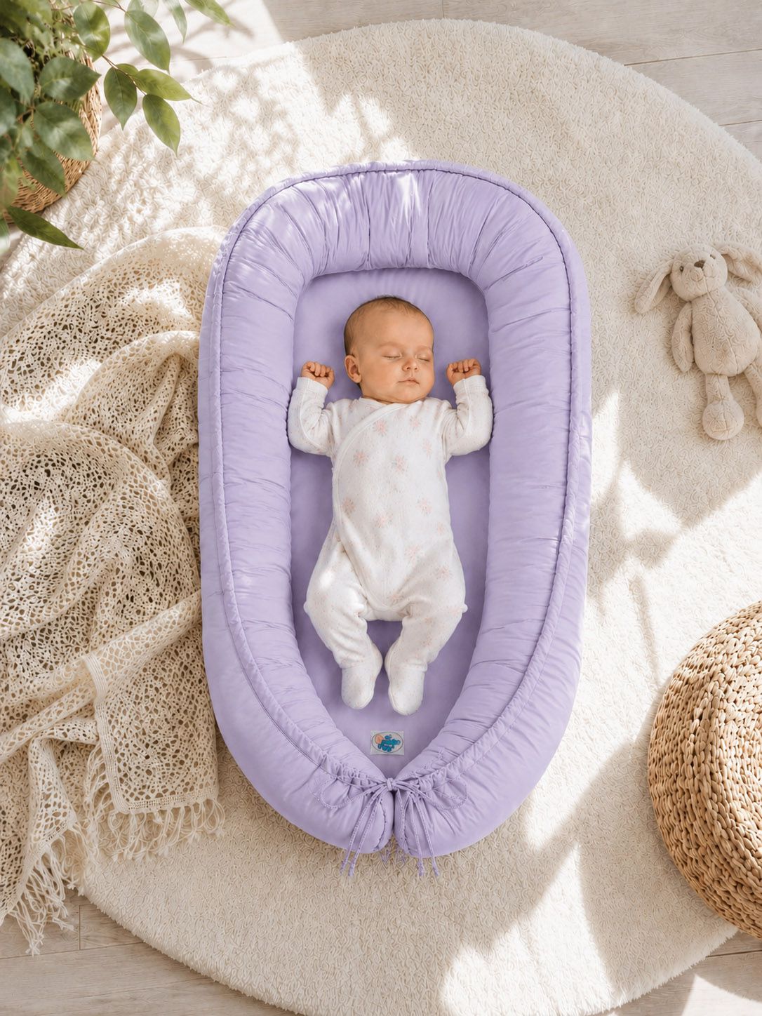 Baby nest double-sided Premium Cocoon for infants MY SWEET BABY- lila
