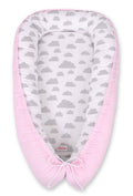 Baby nest double-sided Premium Cocoon for infants BOBONO- clouds gray/pink