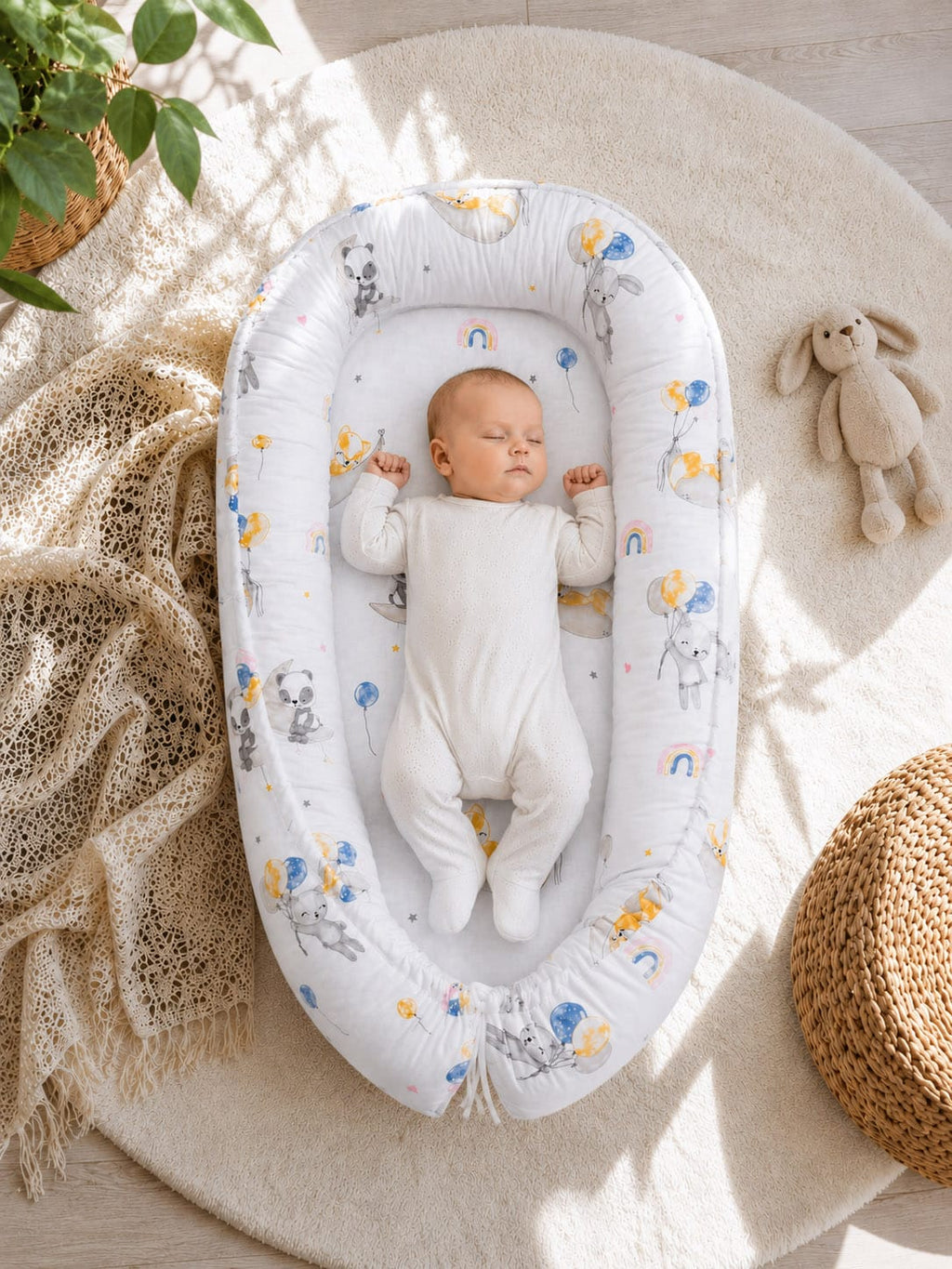 Baby nest double-sided Premium Cocoon for infants MY SWEET BABY- Balloons