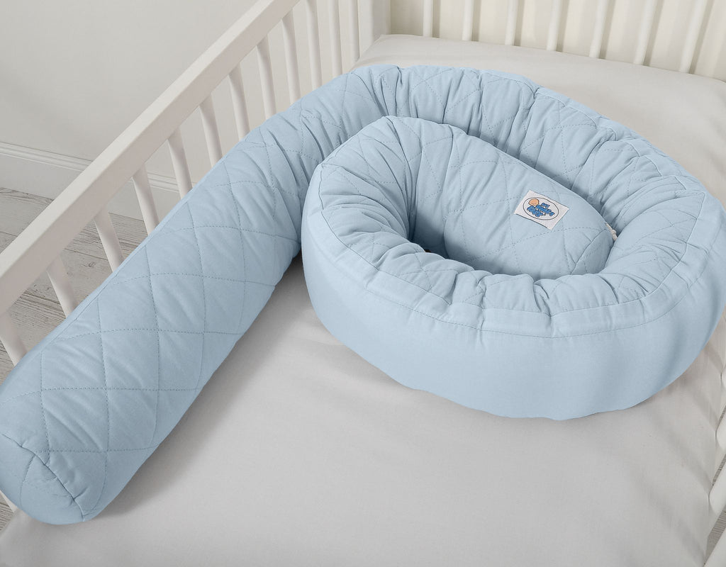 2-in-1 - Baby nest quilted - snake pillow bumper - blue
