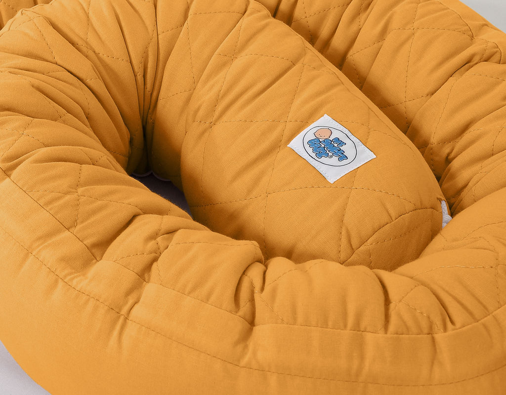 2-in-1 - Baby nest quilted - snake pillow bumper - honey yellow