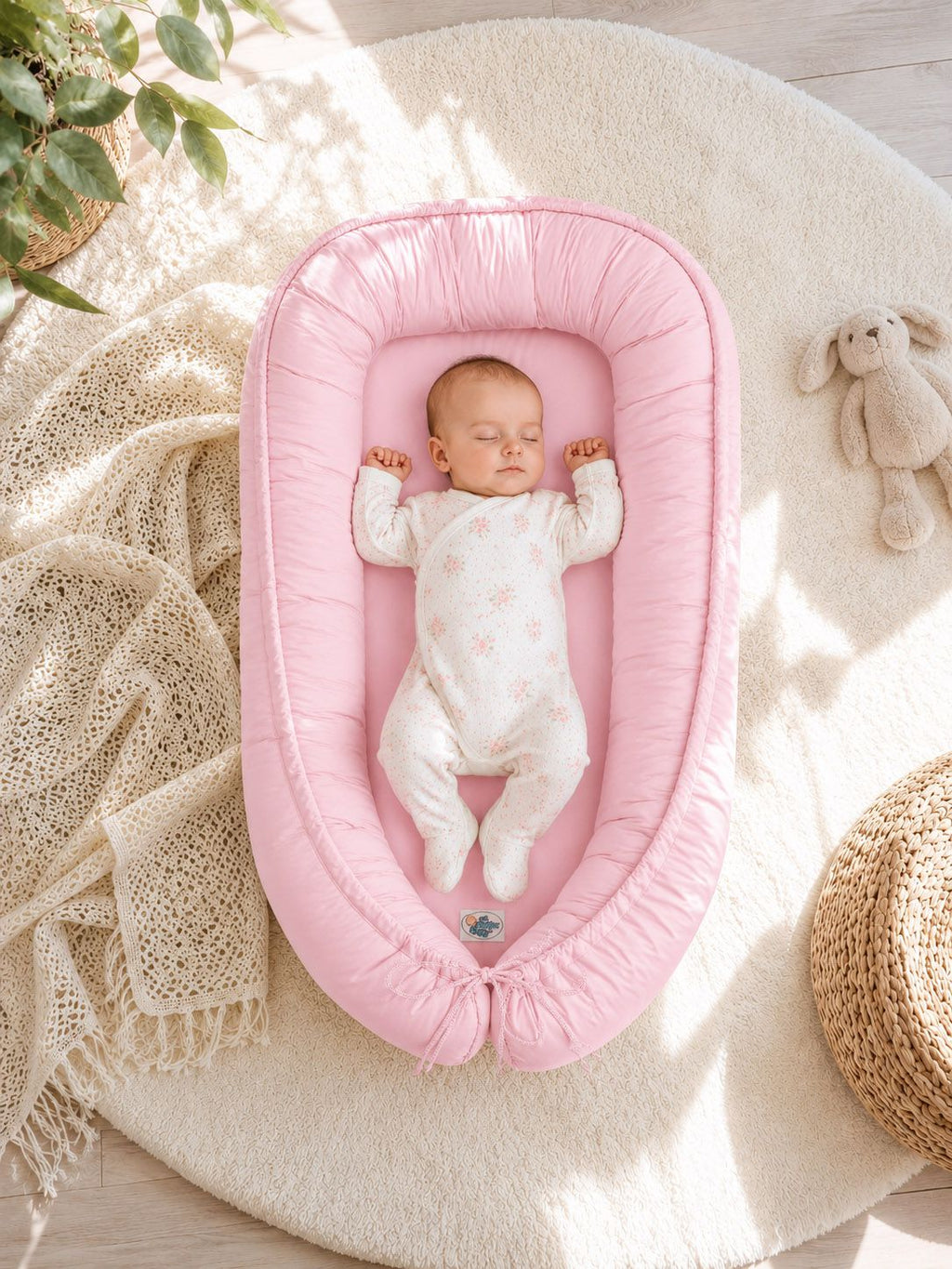 Baby nest double-sided Premium Cocoon for infants MY SWEET BABY- pink