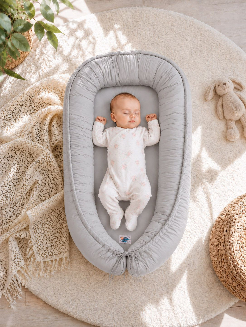 Baby nest double-sided Premium Cocoon for infants MY SWEET BABY- gray