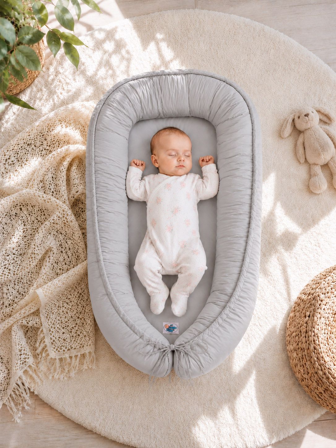Baby nest double-sided Premium Cocoon for infants MY SWEET BABY- gray