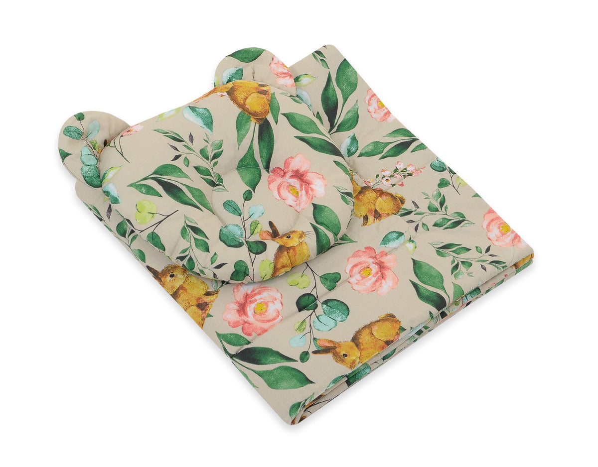 Duvet with pillow Teddy - 2pcs set - Rabbit with flowers