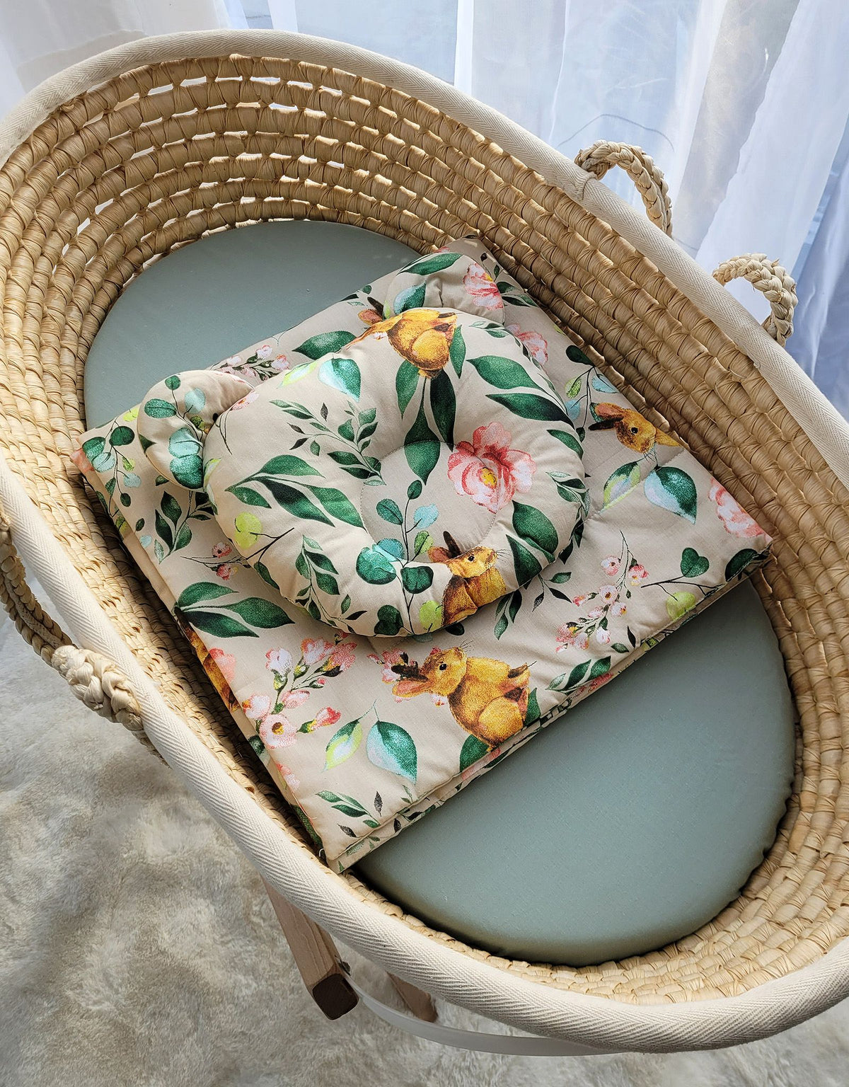 Duvet with pillow Teddy - 2pcs set - Rabbit with flowers
