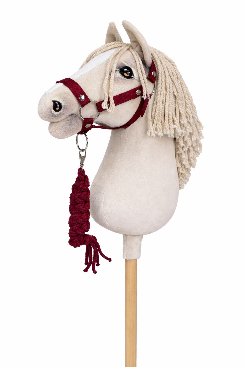 Set for Hobby Horse: the halter A3 + Tether made of cord - burgundy