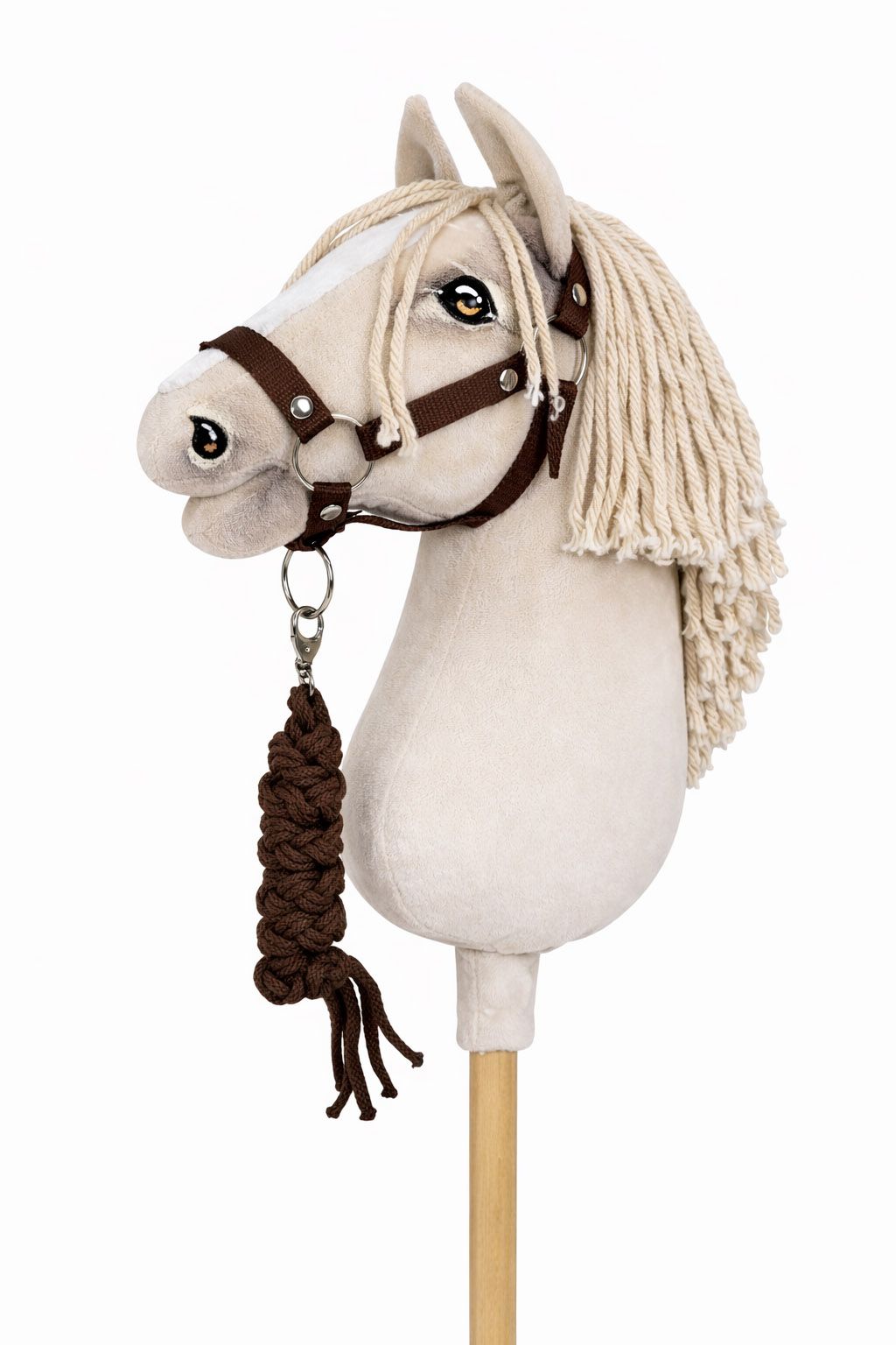 Set for Hobby Horse: the halter A3 + Tether made of cord - brown