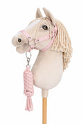 Set for Hobby Horse: the halter A3 + Tether made of cord - powder pink