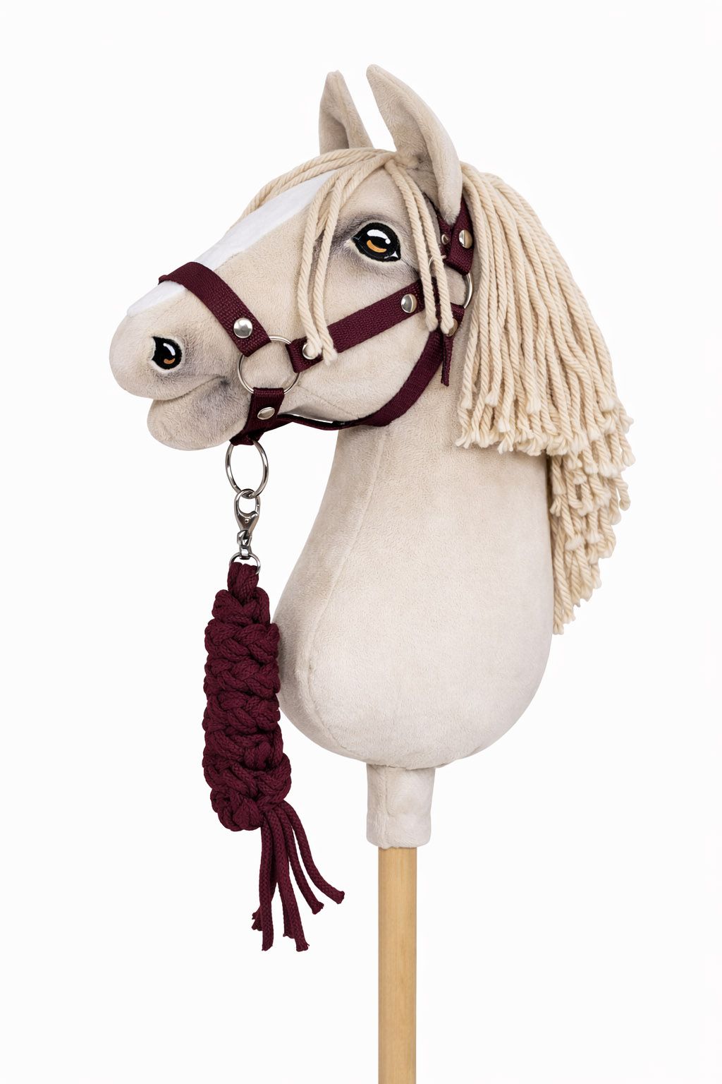 Set for Hobby Horse: the halter A3 + Tether made of cord - plum