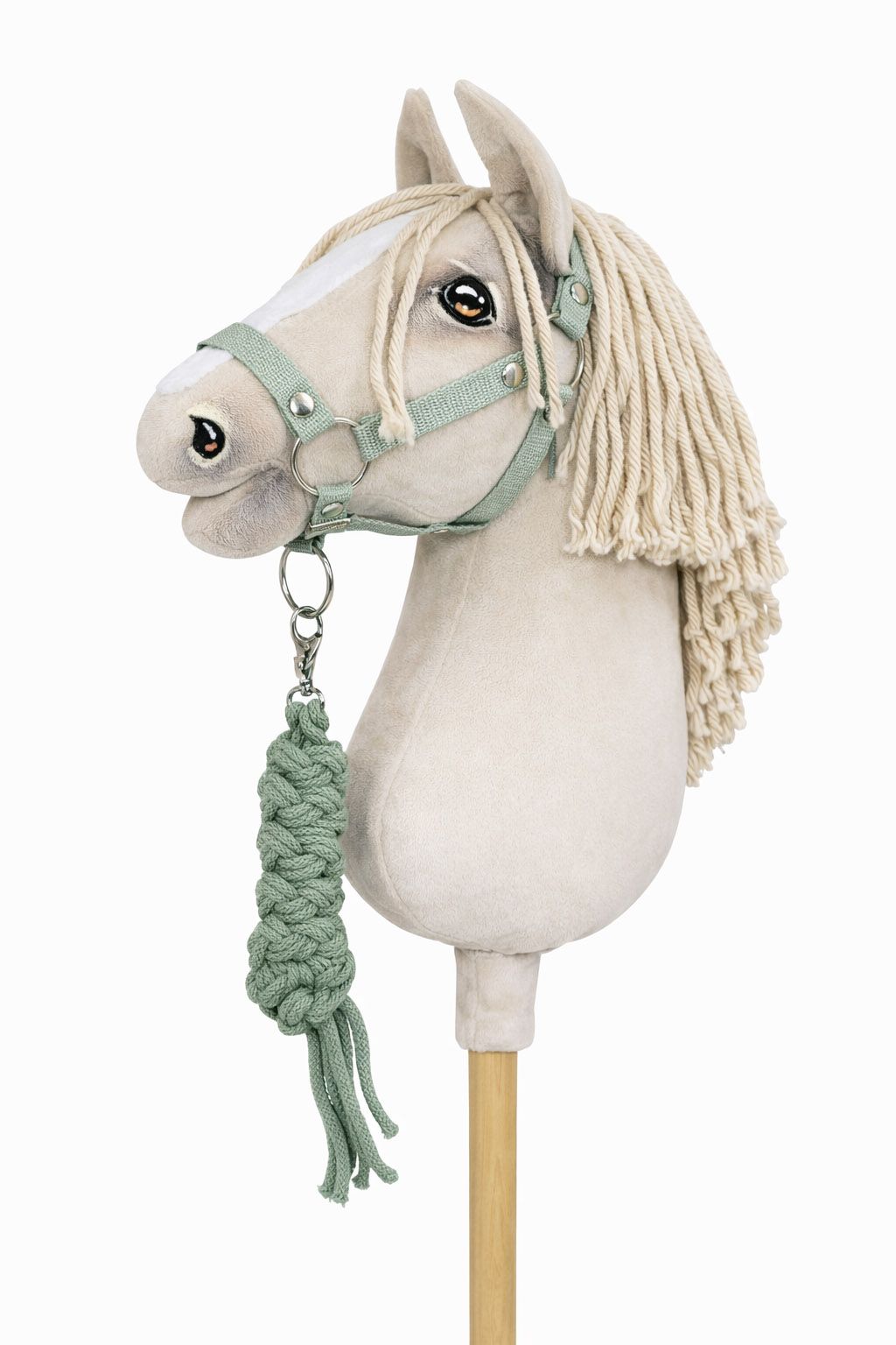Set for Hobby Horse: the halter A3 + Tether made of cord - sage