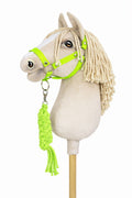 Set for Hobby Horse: the halter A3 + Tether made of cord - neon-green