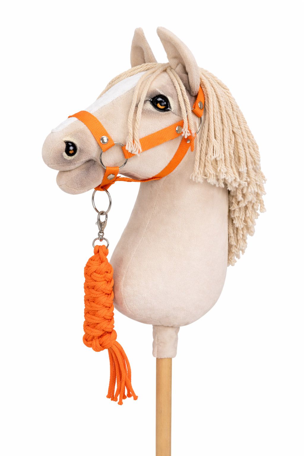 Set for Hobby Horse: the halter A3 + Tether made of cord - neon-orange