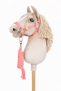 Set for Hobby Horse: the halter A3 + Tether made of cord - neon-pink