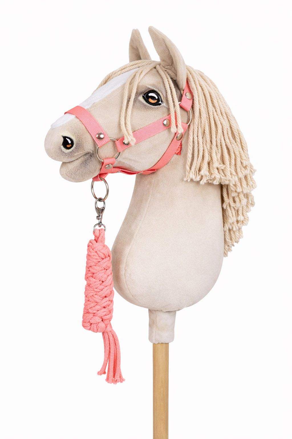 Set for Hobby Horse: the halter A3 + Tether made of cord - neon-pink