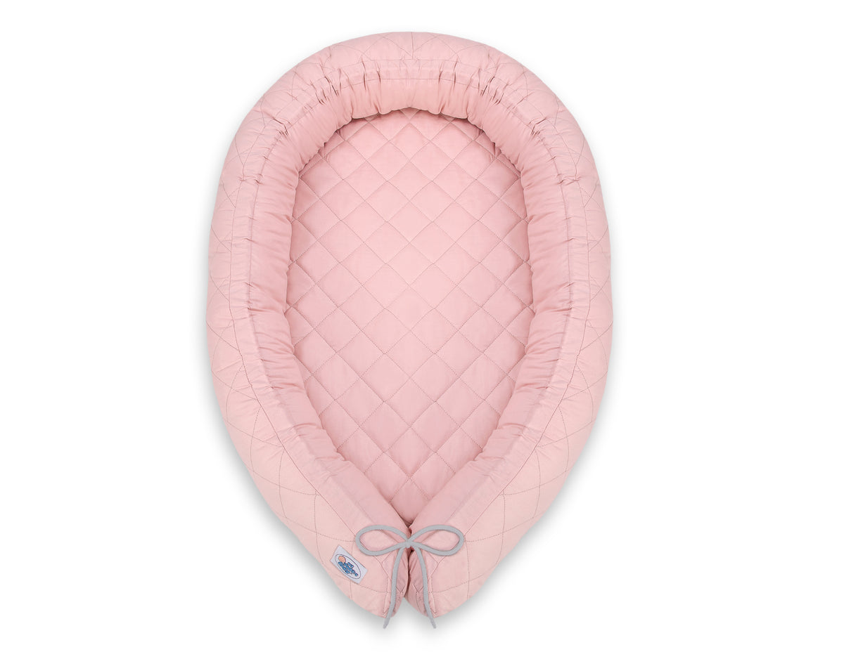 2-in-1 - Baby nest quilted - snake pillow bumper - pastel pink