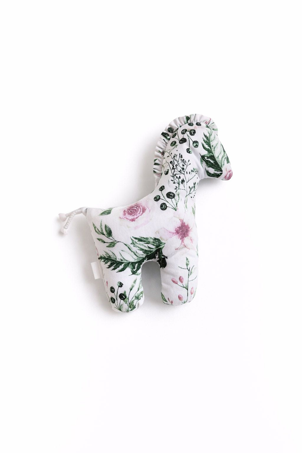 LUCKY Horse - a soft first cuddly toy - Pink peonies