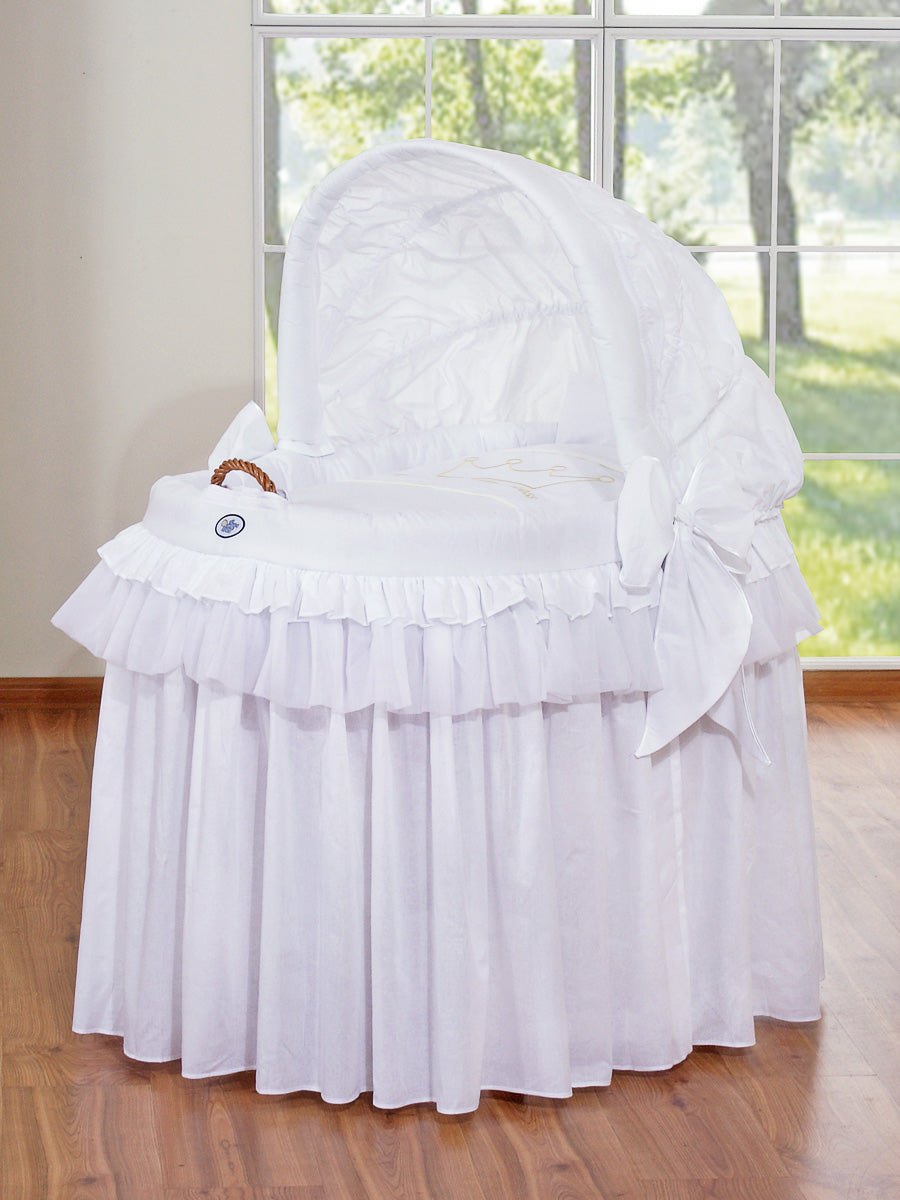 Moses Basket/Wicker crib with hood - Little Prince white