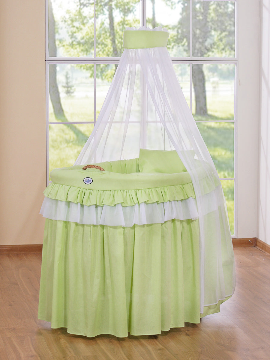 Moses Basket Wicker drape crib- Little Princess green