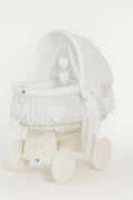 Moses Basket Wicker hood crib Amelie - white + white bedding