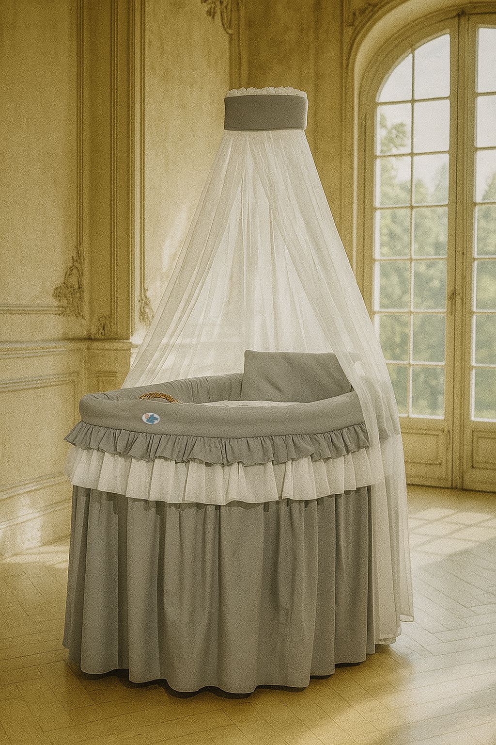 Moses Basket Wicker drape crib - Little Prince anthracite