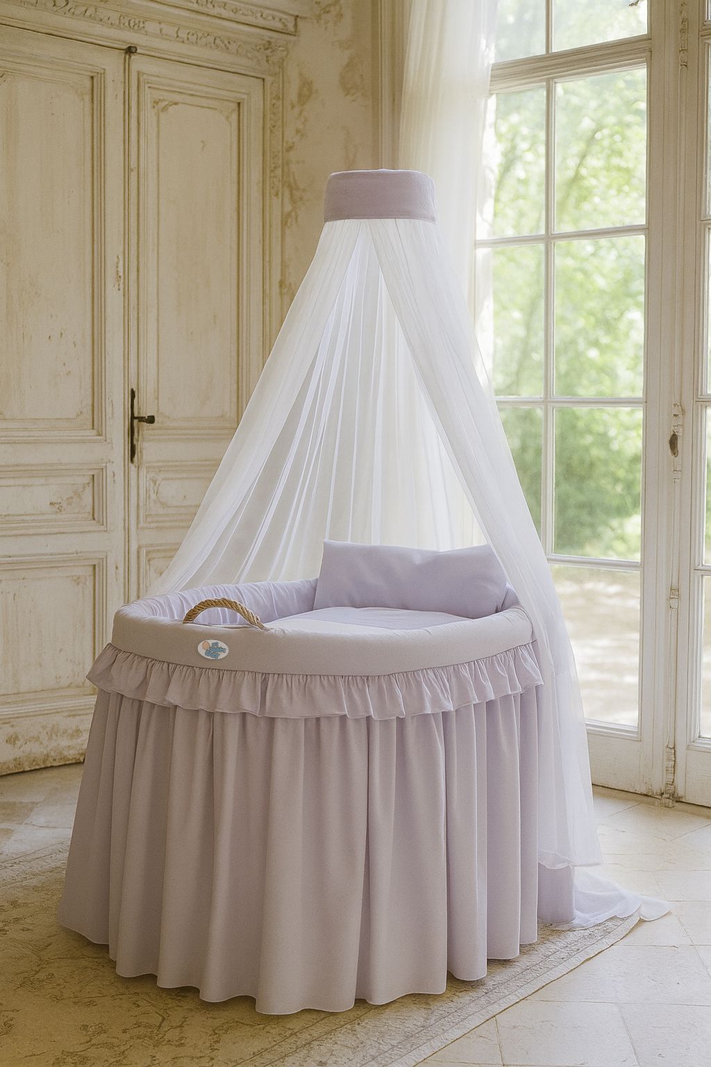Moses Basket Wicker drape crib - Little Prince lilac